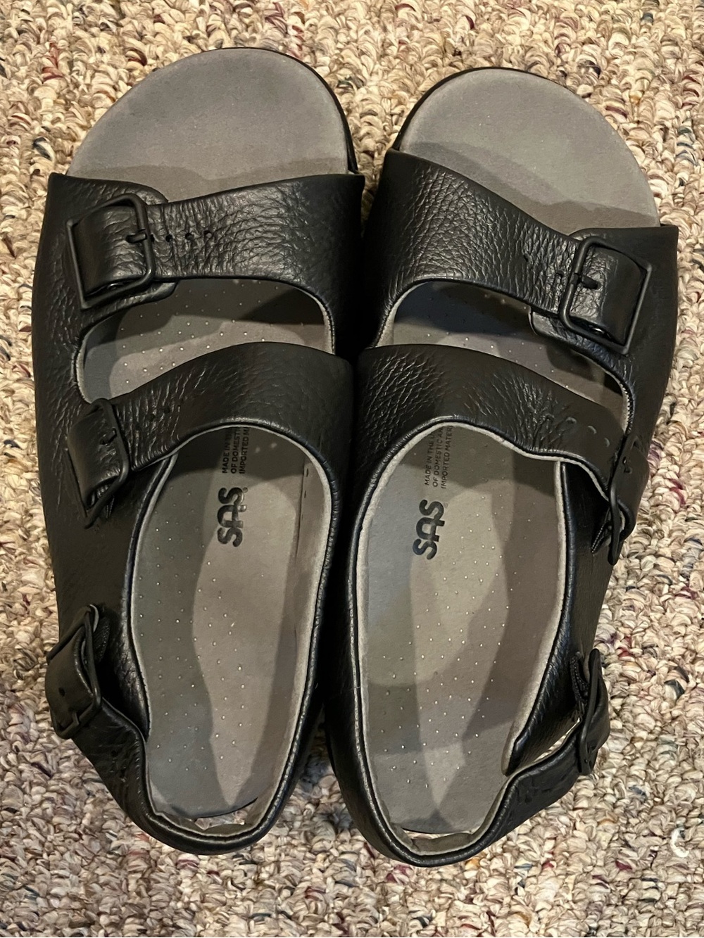 SAS Duo Sandal Black Leather Double Strap Adjustable Tripad Comfort Women's 8W - Picture 9 of 13